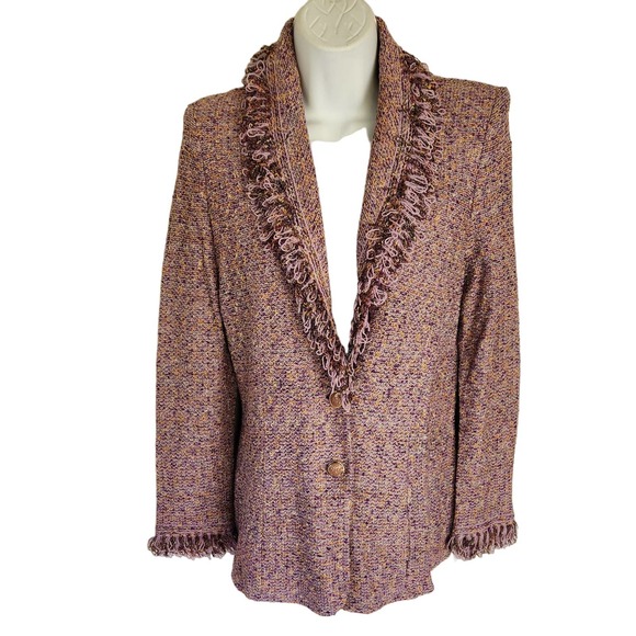 St. John Jackets & Blazers - St.John Collection Purple Fringed Edges Knit Jacket 4